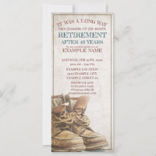 Faire-part de retraite avec de vieilles bottes