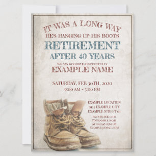 Faire-part de retraite avec de vieilles bottes