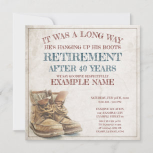 Faire-part de retraite avec de vieilles bottes