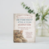 Faire-part de retraite avec de vieilles bottes (Debout devant)