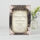 Faire-part de retraite Boho Flowers marron bois (Debout devant)