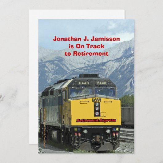 Faire-part de retraite, Chemin de fer jaune (Devant / Derrière)