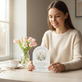 Faire-part de retraite en forme d'arche de tulipes