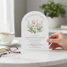 Faire-part de retraite en forme d'arche de tulipes