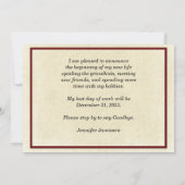 Faire-part de retraite, Interrupteur téléphonique  (Dos)