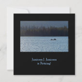 Faire-part de retraite, pêcheur et son sur le lac (Devant)