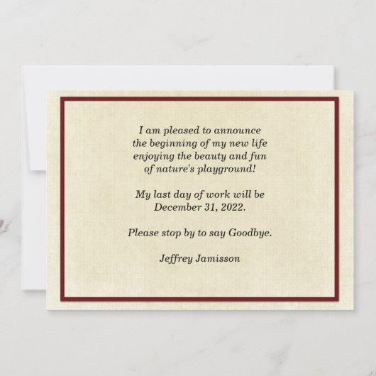 Faire-part de retraite, trois canots rouges (Dos)