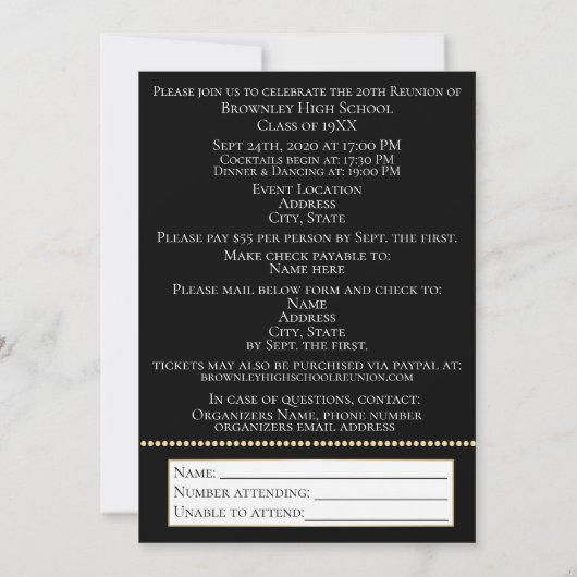 Faire-part de réunion de classe (Dos)