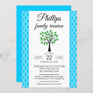 Faire-part de réunion de la famille Lattice bleu e