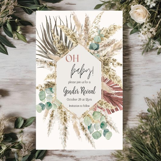 Faire-part de révélation du sexe de bébé avec herb