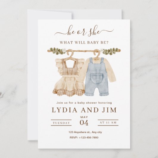 Faire-part de révélation du sexe de bébé Vêtements (Devant)