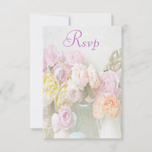 Faire-part de roses romantiques en pots RSVP