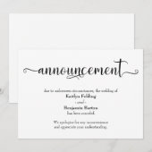 Faire-part de rupture de fiançailles en calligraph (Devant / Derrière)