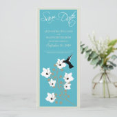 Faire-part de sauvegarde à date de Colibri (aqua) (Debout devant)