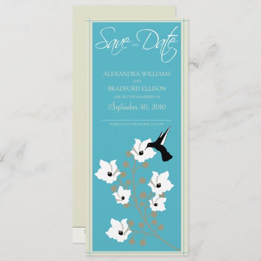 Faire-part de sauvegarde à date de Colibri (aqua) (Devant / Derrière)