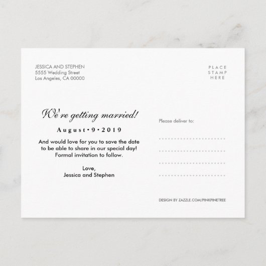 Faire-part de sauvegarde à paillettes dorées fauss (Dos)