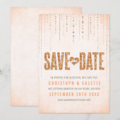 Faire-part de sauvegarde avec effet pailleté pêche (Devant / Derrière)