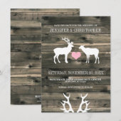 Faire-part de sauvegarde Buck et Doe rustique (Devant / Derrière)