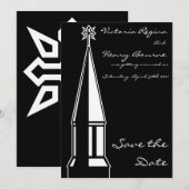 Faire-part de sauvegarde de clocher d'église noir (Devant / Derrière)