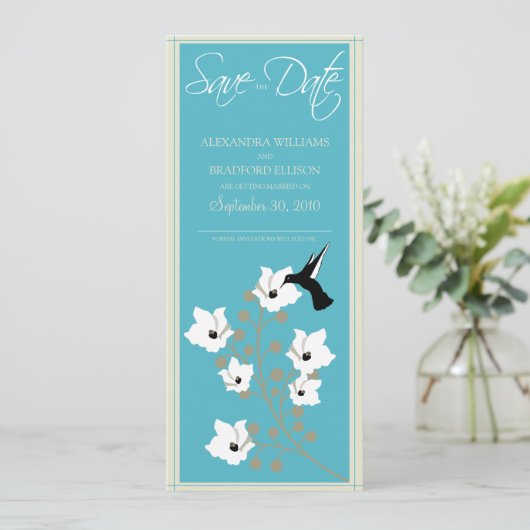 Faire-part de sauvegarde de colibri (aqua) (Debout devant)