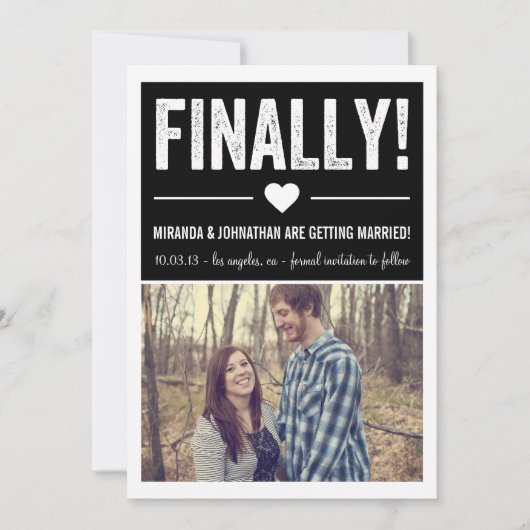 Faire-part de sauvegarde de date avec photo noire (Devant)