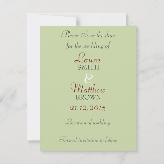 Faire-part de sauvegarde de date de mariage à dent (Dos)