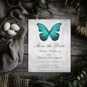 Faire-part de sauvegarde de date Papillon sarcelle