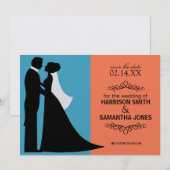 Faire-part de sauvegarde de date turquoise et oran (Devant / Derrière)