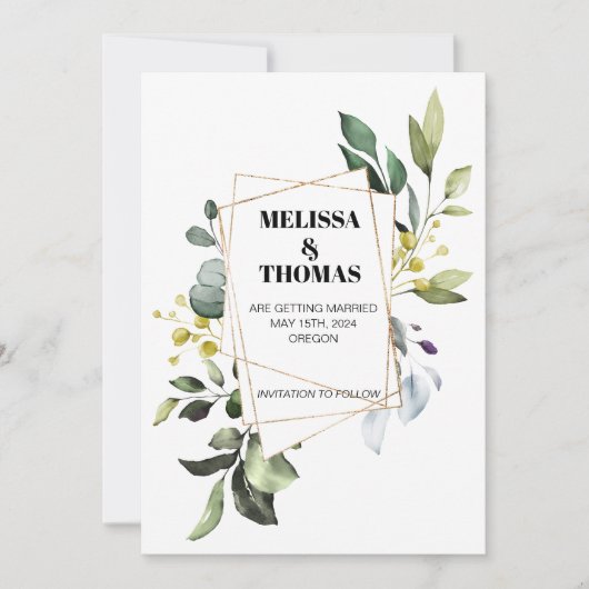 Faire-part de sauvegarde de la date avec verdure b (Devant)