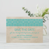 Faire-part de sauvegarde de la date Teal Rustic La (Debout devant)