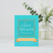 Faire-part de sauvegarde de la romance bleu aqua d (Debout devant)