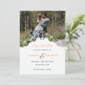 Faire-part de sauvegarde de photo de bordure cursi (Debout devant)