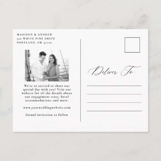 Faire-part de sauvegarde de photo de calligraphie (Dos)