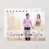 Faire-part de sauvegarde de photo de coeurs violet (Devant / Derrière)