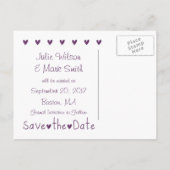 Faire-part de sauvegarde de photo de coeurs violet (Dos)