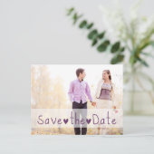 Faire-part de sauvegarde de photo de coeurs violet (Debout devant)