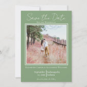 Faire-part de sauvegarde de photo minimaliste vert (Devant)