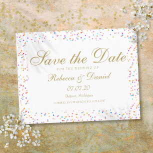 Faire-part de sauvegarde de script or Confetti Arc