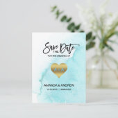 Faire-part de sauvegarde DESTINATION PLAGE Bleu Aq (Debout devant)