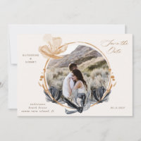 Faire-part de sauvegarde floral noir or exclusif