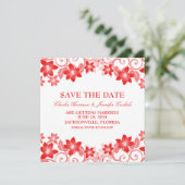 Faire-part de sauvegarde florale simple rouge (Debout devant)