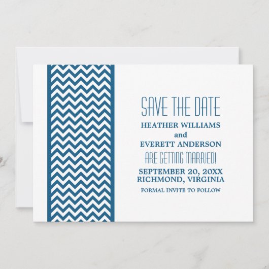 Faire-part de Save the Date avec Bordure Chevron B (Devant)