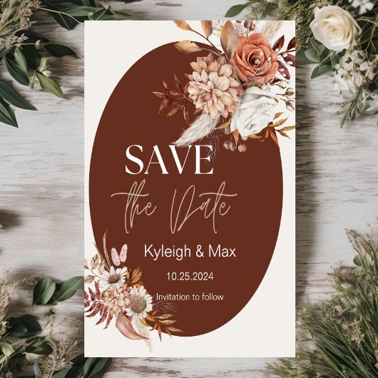 Faire-Part de Save the Date Bohème Fleurie sur Ton