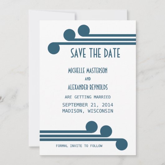 Faire-part de Save the Date Déco Chic Simple Bleu (Devant)