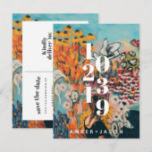 faire-part de Save the Date floral moderne et orig (Devant / Derrière)