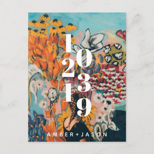 faire-part de Save the Date floral moderne et orig (Devant)