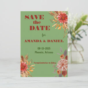 Faire-part de Save the Date Floral Rustique