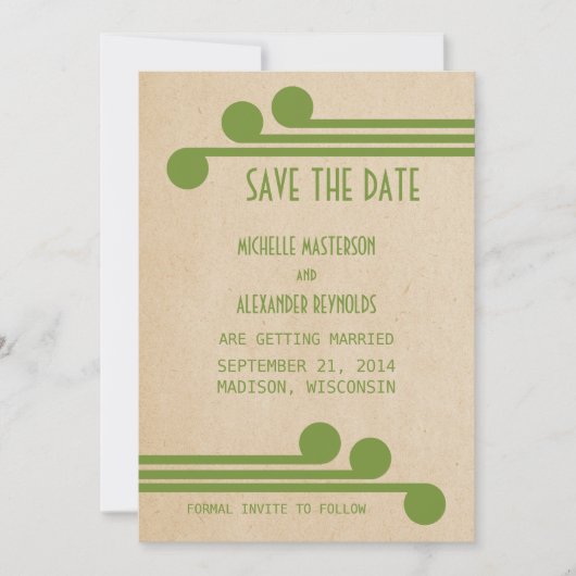 Faire-part de Save the Date Green Deco Chic (Devant)
