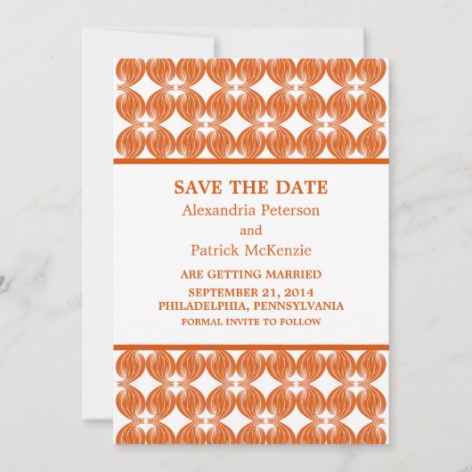 Faire-part de Save the Date Orange Modern Deco (Devant)