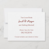 Faire-part de save the date pour amoureux (Dos)